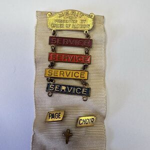 Vintage 1950-60's Order Of Rainbow Girls Merit Service Pins Page Choir Cross